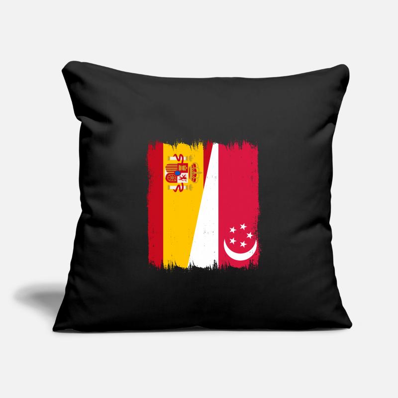 Espagne Drapeau de Singapour Housse de coussin décorative 45 x 45 cm