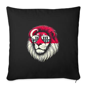 Lion de Singapour - Housse de coussin décorative 45 x 45 cm - noir - Devant