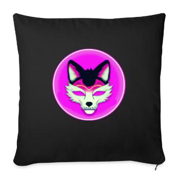 Kitsun Vaporwave Japanische Kami Vaporwave Kitsune - Sofakissenbezug 45 x 45 cm - Schwarz - Vorne