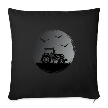 Tracteur conducteur de tracteur « Récolte au clair de lune » - Housse de coussin décorative 45 x 45 cm - noir - Devant
