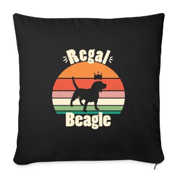 Regal Beagle with Retro Sunset - Sofa pillowcase 17,3'' x 17,3'' (45 x 45 cm) - black - Front