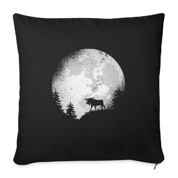Moose Moose Moose Cow Antlers Full Moon Gift - Sofa pillowcase 17,3'' x 17,3'' (45 x 45 cm) - black - Front