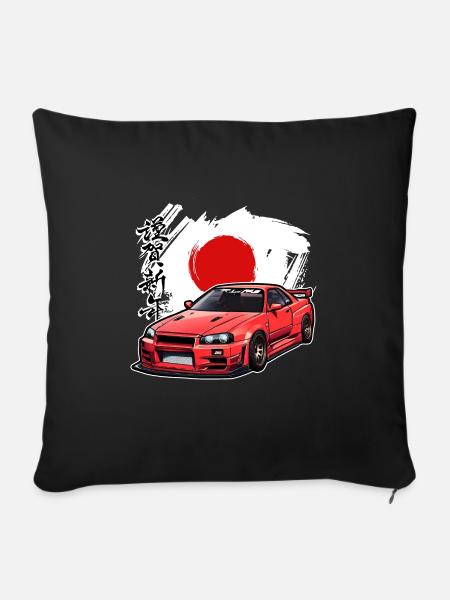 Jdm / Tuning / Turbolader / Felgen / Chiptuning - Sofakissenbezug 45 x 45 cm - Schwarz