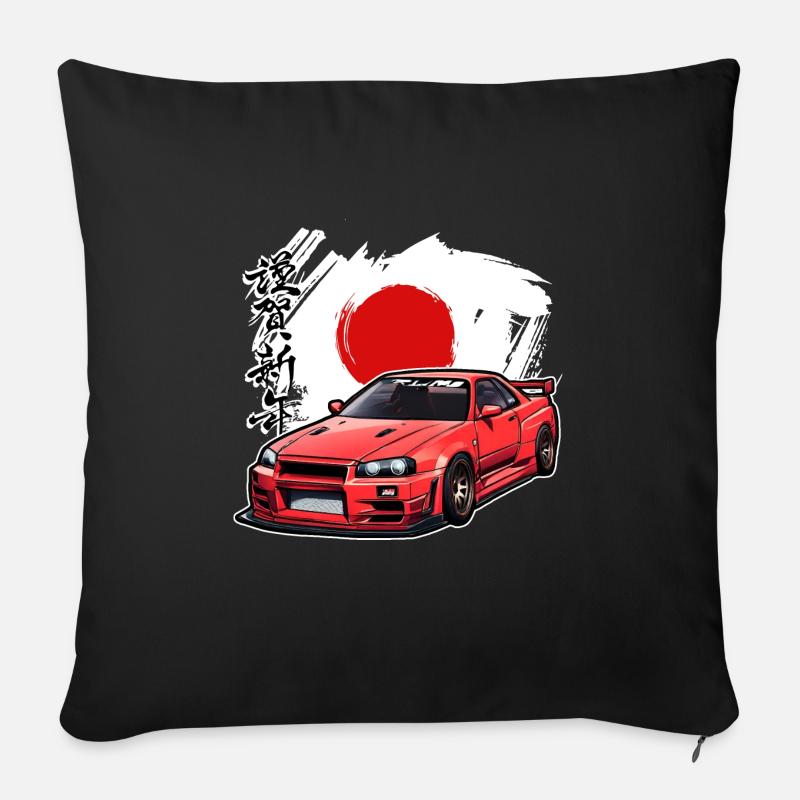 Jdm / Tuning / Turbolader / Felgen / Chiptuning - Sofakissenbezug 45 x 45 cm - Schwarz