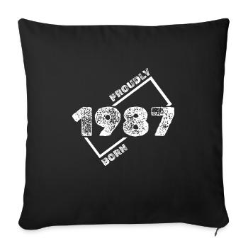 Né en 1987 - Housse de coussin décorative 45 x 45 cm - noir - Devant