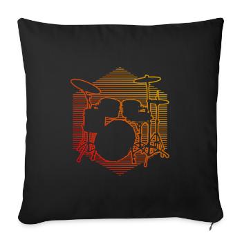 Drum Kit Drummer Drummer Drumming - Sofa pillowcase 17,3'' x 17,3'' (45 x 45 cm) - black - Front