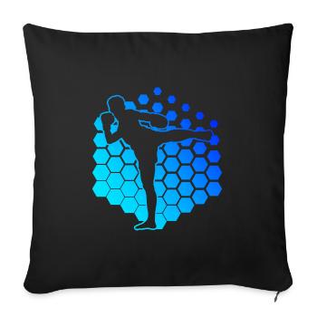 Muay Thai Boxing Femmes Hommes Boxeur Thaï - Housse de coussin décorative 45 x 45 cm - noir - Devant
