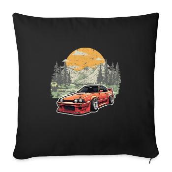 Jdm / Tuning / Turbocompresseur / Jantes / Chiptuning - Housse de coussin décorative 45 x 45 cm - noir - Devant