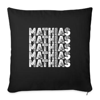 Mathias als Held - Sofakissenbezug 45 x 45 cm - Schwarz - Vorne