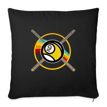 Billiards 9-ball - Sofa pillowcase 17,3'' x 17,3'' (45 x 45 cm) - black - Front