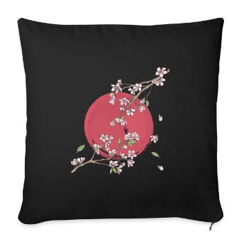 Japanese Cherry Blossom Sakura - Sofa pillowcase 17,3'' x 17,3'' (45 x 45 cm) - black - Front