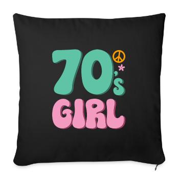 70s Fille 70s Fille Hippie - Housse de coussin décorative 45 x 45 cm - noir - Devant