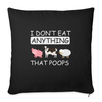 Vegan Fleischlos Tierlieb & Veganer - Sofakissenbezug 45 x 45 cm - Schwarz - Vorne