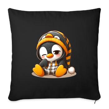 Pingouin fatigué - Housse de coussin décorative 45 x 45 cm - noir - Devant