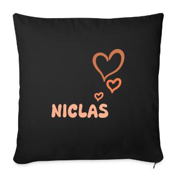 Vorname Niclas - Sofakissenbezug 45 x 45 cm - Schwarz - Vorne