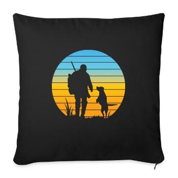 Chiens de chasse Chasseur Vintage Animal Chien Chasse Rétro - Housse de coussin décorative 45 x 45 cm - noir - Devant