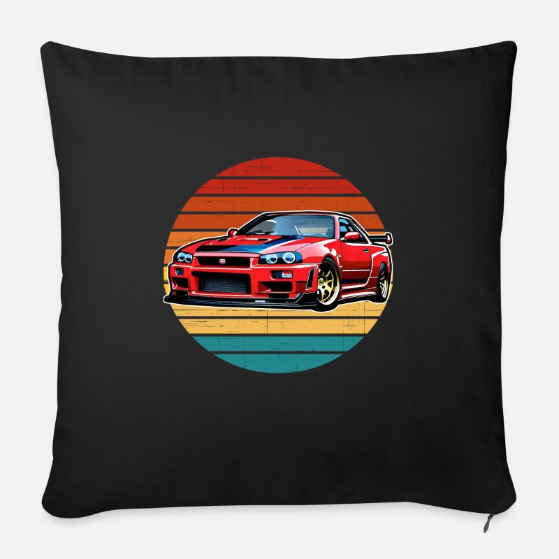 Jdm / Tuning / Turbolader / Felgen / Chiptuning - Sofakissenbezug 45 x 45 cm - Schwarz