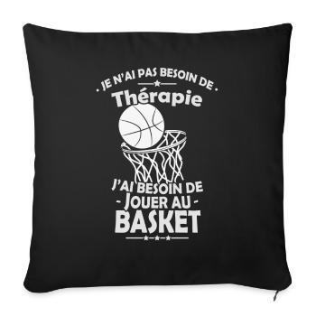 T-shirt Basket Thérapie - Housse de coussin décorative 45 x 45 cm - noir - Devant