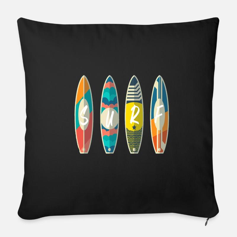 Surf Board Surfer Sport Sonne Geschenk Idee Jugend - Sofakissenbezug 45 x 45 cm - Schwarz