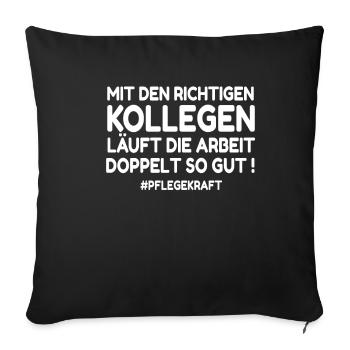 Ambulante Pflege Frau Krankenpflegerin Pflegekraft - Sofakissenbezug 45 x 45 cm - Schwarz - Vorne