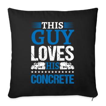 Loves His Concrete Bétonnier Cadeau - Housse de coussin décorative 45 x 45 cm - noir - Devant