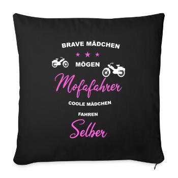 Mofa Moped Mofafahrer Mopedfahrer Mopeds Mokick - Sofakissenbezug 45 x 45 cm - Schwarz - Vorne