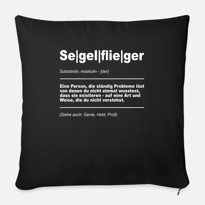 Segelflieger Segelflugzeug Pilot Gleitflugzeug - Sofakissenbezug 45 x 45 cm - Schwarz