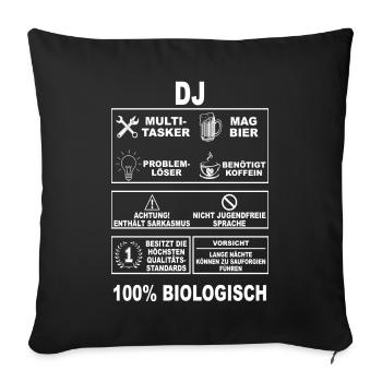 DJ Techno Musik Party House Disco Disc Jokey - Sofakissenbezug 45 x 45 cm - Schwarz - Vorne