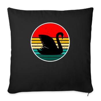 Swan Bird Waterbird Swans Animals Lake Pond - Sofa pillowcase 17,3'' x 17,3'' (45 x 45 cm) - black - Front