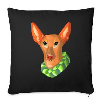 portrait chien podenco - Housse de coussin décorative 45 x 45 cm - noir - Devant