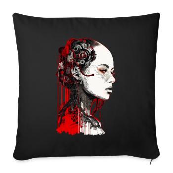 Schöne Cyborg Gothic Frau - Trash Polka Art - Sofakissenbezug 45 x 45 cm - Schwarz - Vorne