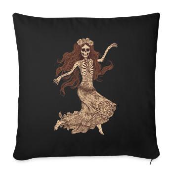 Cheerful 60s 70s Hippie Skeleton - Sofa pillowcase 17,3'' x 17,3'' (45 x 45 cm) - black - Front