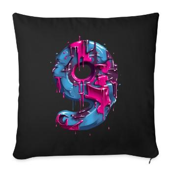 NO. 9 NUMBER 9 COOL 9TH BIRTHDAY - Sofa pillowcase 17,3'' x 17,3'' (45 x 45 cm) - black - Front
