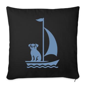 Mops im Boot Silhouette Segeln Minimalistisch - Sofakissenbezug 45 x 45 cm - Schwarz - Vorne