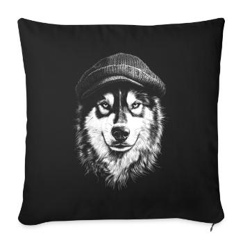 Alaskan Malamute Bobble Hat Dog Sled Dog - Sofa pillowcase 17,3'' x 17,3'' (45 x 45 cm) - black - Front