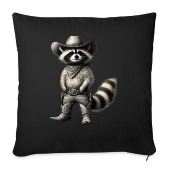 Cowboy Raccoon Vintage Western Art - Sofa pillowcase 17,3'' x 17,3'' (45 x 45 cm) - black - Front