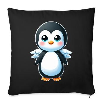 Cute Penguin Angel Cartoon Chibi Style - Sofa pillowcase 17,3'' x 17,3'' (45 x 45 cm) - black - Front