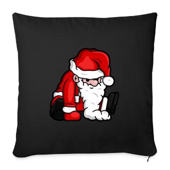 Sitting Santa Puppet - Sofa pillowcase 17,3'' x 17,3'' (45 x 45 cm) - black - Front
