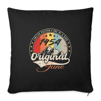 June 1954 Original 1954 Anniversary 1954 June - Sofa pillowcase 17,3'' x 17,3'' (45 x 45 cm) - black - Front