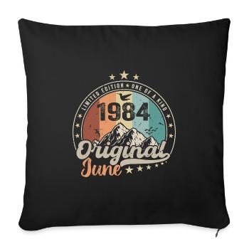 Juin 1984 Retro Vintage Cadeau d’anniversaire 1984 - Housse de coussin décorative 45 x 45 cm - noir - Devant