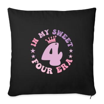 In My Sweet Four Era 4th Birthday Groovy Retro 4th - Housse de coussin décorative 45 x 45 cm - noir - Devant