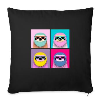 Pop Art Sloth With Sunglasses - Housse de coussin décorative 45 x 45 cm - noir - Devant