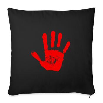 Empreinte de main rouge - Housse de coussin décorative 45 x 45 cm - noir - Devant