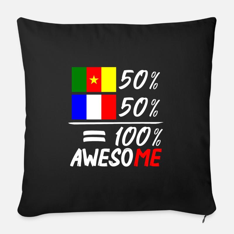Moitié Français moitié Camerounais - Housse de coussin décorative 45 x 45 cm - noir