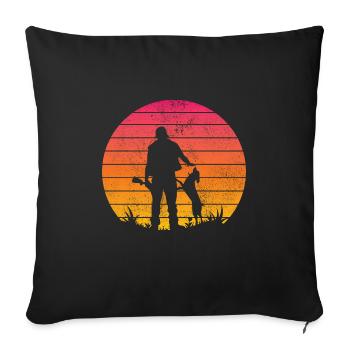 Chiens de chasse Chasseur Vintage Chien De chasse Rétro - Housse de coussin décorative 45 x 45 cm - noir - Devant