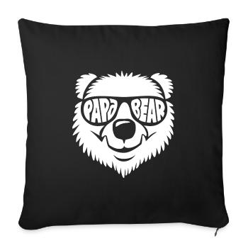 Papa Ours - Fête des Pères - Cadeau - Housse de coussin décorative 45 x 45 cm - noir - Devant