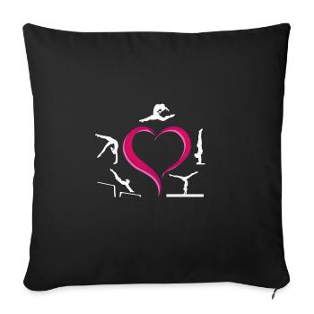 Filles gymnastique amour aparatus barres poutre plancher - Housse de coussin décorative 45 x 45 cm - noir - Devant