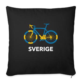 Sverige bike Sweden tour nature cadeau - Housse de coussin décorative 45 x 45 cm - noir - Devant