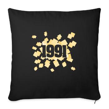 Né en 1991 - Housse de coussin décorative 45 x 45 cm - noir - Devant