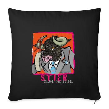 Sternzeichen-Stier - Sofakissenbezug 45 x 45 cm - Schwarz - Vorne